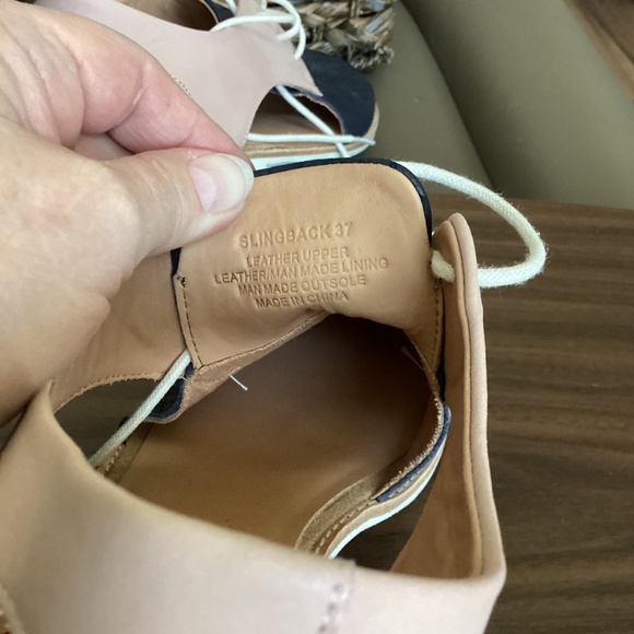 NWOT Rollie navy and blush leather cut out side sling backs size 37 - Picture 5 of 5